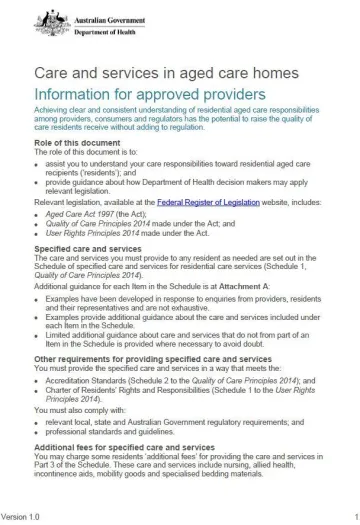 Cover image care-and-services-in-aged-care-homes-information-for-approved-providers