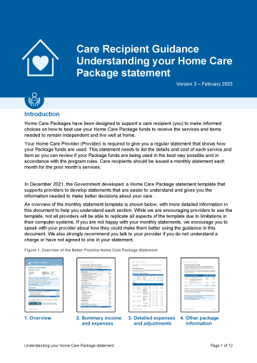 Consumer Guidance Understanding your Home Care Package statement