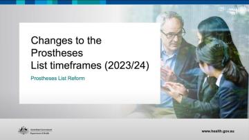 Cover image to the presentation on Changes to the Prostheses List timeframes (2023-24)