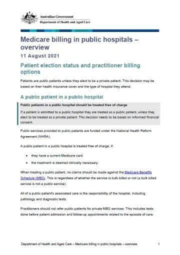 Cover image for Medicare billing in public hospitals cover image