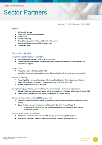 Digital Transformation Sector Partners meeting summary – 24 February 2023