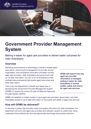 Government Provider Management System (GPMS) fact sheet
