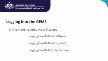 Government Provider Management System – Logging into GPMS