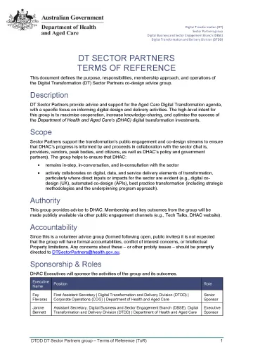 Digital Transformation sector partners – Terms of reference