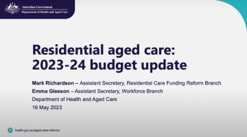Residential aged care funding – Budget update