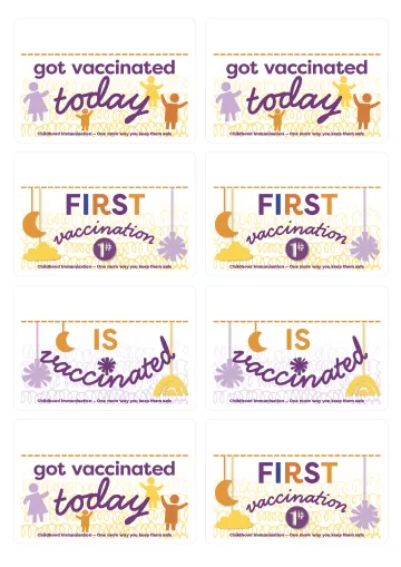 Vaccination milestone cards and stickers