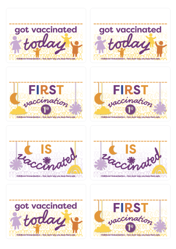 Vaccination milestone cards and stickers