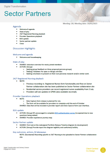 Digital Transformation Sector Partners meeting summary – 19 May 2023