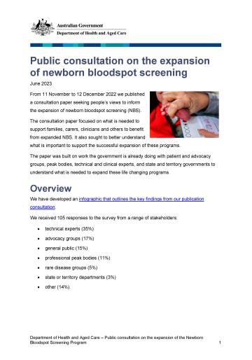 Public consultation on the expansion of newborn bloodspot screening