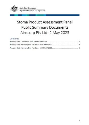Stoma Product Assessment Panel public summary documents – May meetings 2023