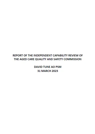 Final Report – Independent Capability Review of the Aged Care Quality and Safety Commission
