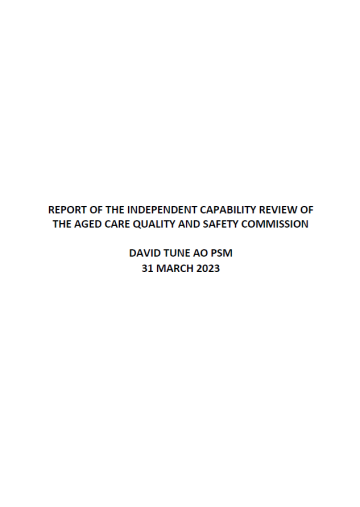 Final Report – Independent Capability Review of the Aged Care Quality and Safety Commission