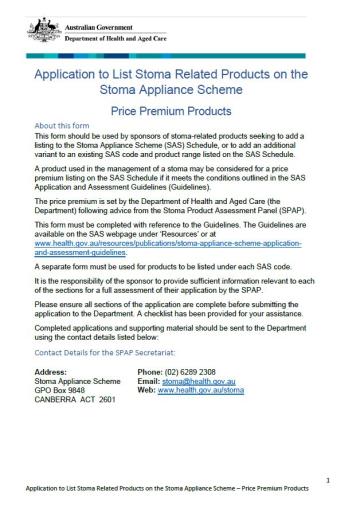 Stoma Appliance Scheme product features table to add additional variants to Benchmark Group 1-7 or Price Premium Products