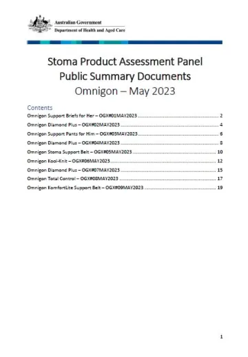 Stoma Product Assessment Panel Public Summary Documents