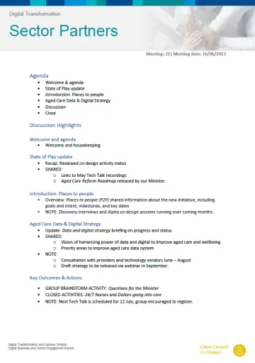 Digital Transformation Sector Partners meeting summary – 16 June 2023