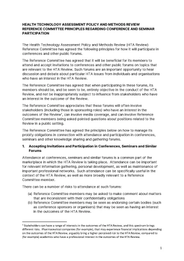 Reference Committee principles – Conference Attendance  