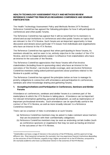 Reference Committee principles – Conference Attendance  