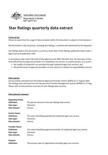 Star Ratings quarterly data extracts