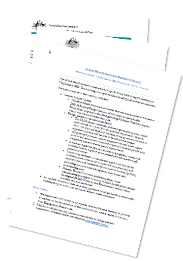 Allied Health Industry Reference Group meeting summaries