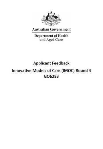 Applicant Feedback Innovative Models of Care (IMOC) Round 4