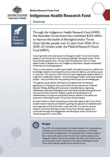 MRFF Indigenous Health Research Fund strategic documents