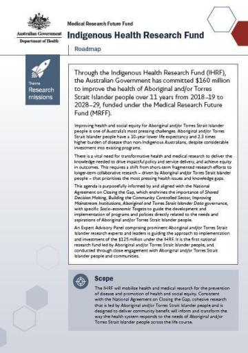 MRFF Indigenous Health Research Fund strategic documents