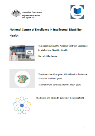 Cover image for National Centre of Excellence in Intellectual Disability Health – Easy Read