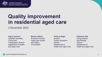 Quality improvement in residential aged care - slides
