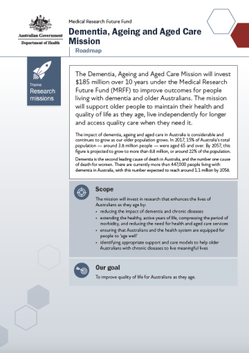 MRFF Dementia, Ageing and Aged Care Mission Roadmap image