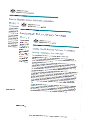 Mental Health Reform Advisory Committee collection image