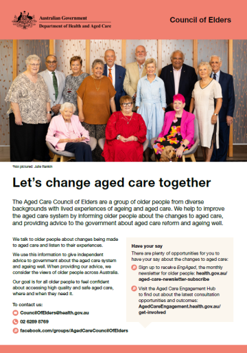 Cover image for Council of Elders – Let's change aged care together