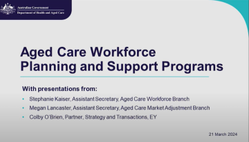 Aged Care Workforce Planning and Support Programs webinar