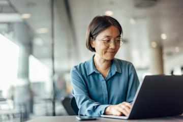 Woman working on a laptop