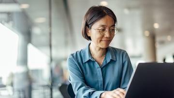 Woman working on a laptop