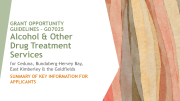 Cover page for the Alcohol & Other Drug Treatment Services – Grant guidelines [GO7025]