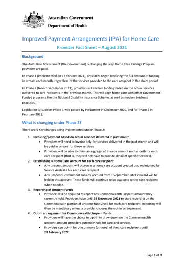 Improved payment arrangement fact sheet