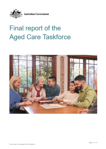 Aged Care Taskforce final report cover