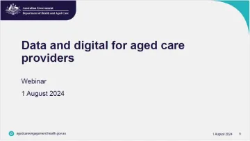 Data and digital for aged care providers webinar - Presentation slides image