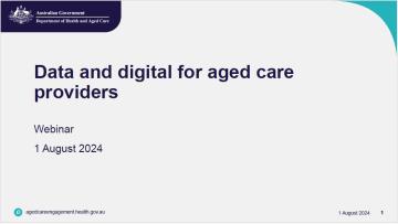 Data and digital for aged care providers webinar - Presentation slides image
