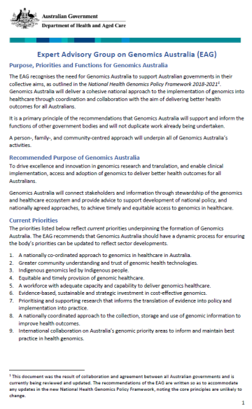Cover page EAG Revised Purpose priorities functions recommendations