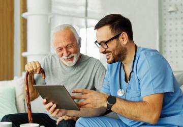 Image of Male doctor and elderly gentleman