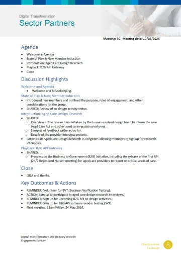 Image of the Digital Transformation Sector Partners meeting summary – 10 May 2024
