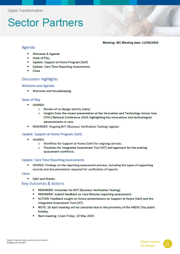 Digital Transformation Sector Partners meeting summary – 12 April 2024