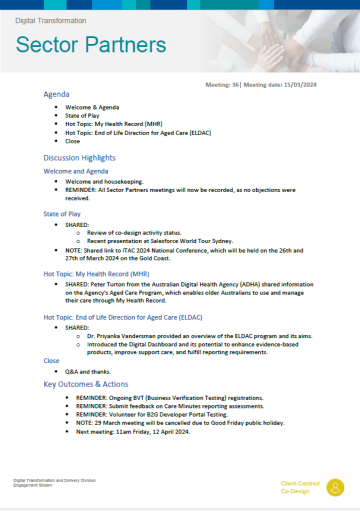 Digital Transformation Sector Partners meeting summary – 15 March 2024