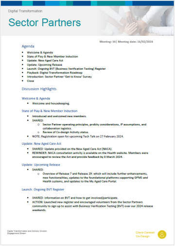 Digital Transformation Sector Partners meeting summary – 16 February 2024