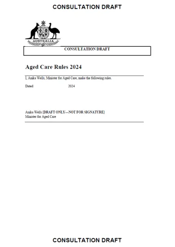New Aged Care Act Rules consultation – Release 1 – Service list