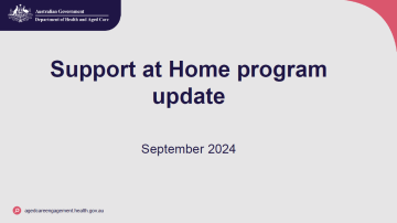 Cover page for the Support at Home program webinar presentation