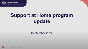 Cover slide for the Support at Home program update – webinar