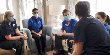 Image of Aged Care Nurses discussing their clinical placements Program