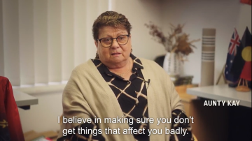 Image of an elderly lady being interviewed about her experience with shingles 